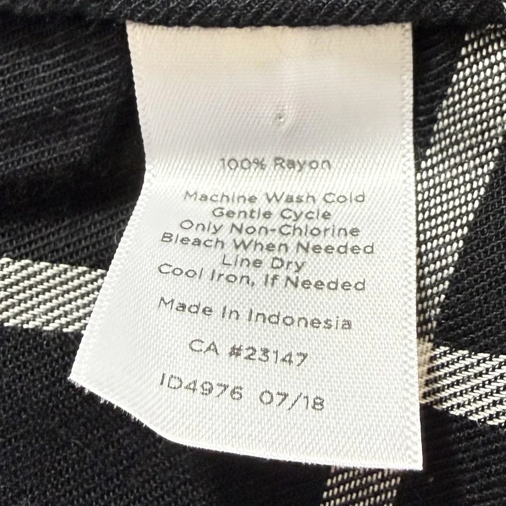 Talbots Top Women's 2X Petite Black White Windowpane Plaid Casual Popover Shirt